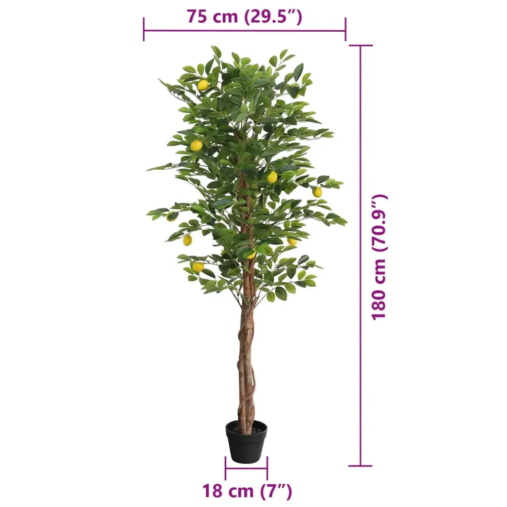 vidaXL Artificial Lemon Tree with 3 Trunks Green 33.5’’ PP - Artificial Tree