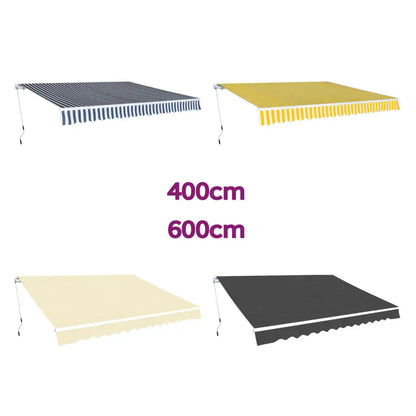 vidaXL Awning Outdoor Canopy Patio Awning Sunshade Shelter Manual Operated - Blue and white - Awning