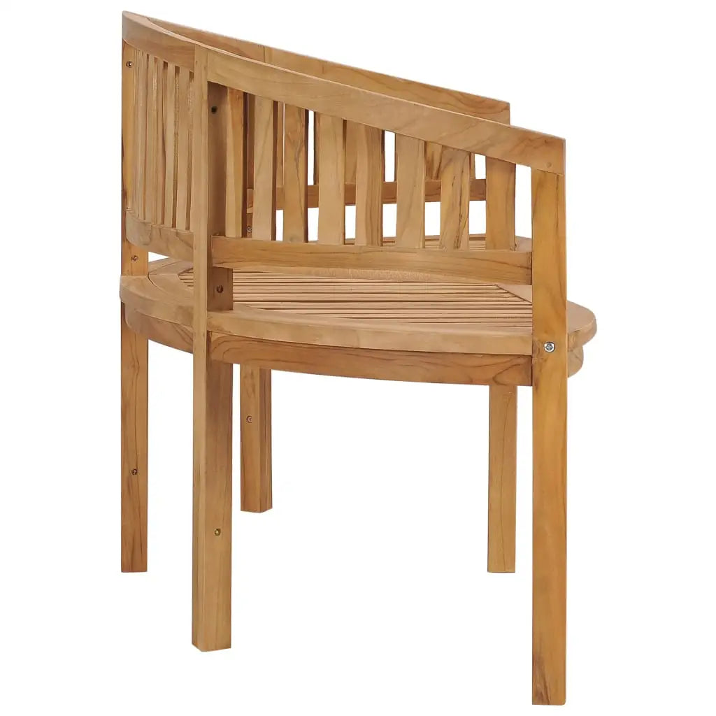 vidaXL Banana Bench Outdoor Patio Banana Bench with Armrest Solid Wood Teak - Outdoor Bench