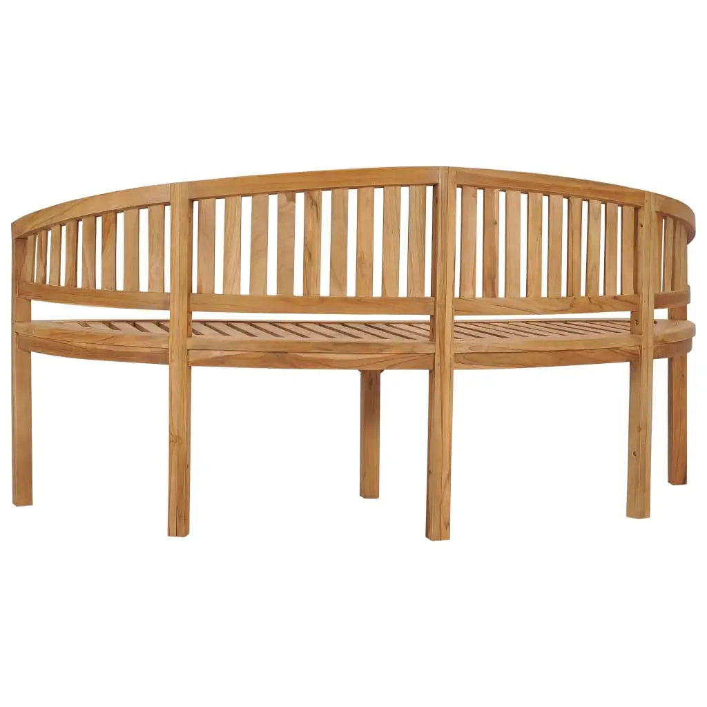 vidaXL Banana Bench Outdoor Patio Banana Bench with Armrest Solid Wood Teak - Outdoor Bench