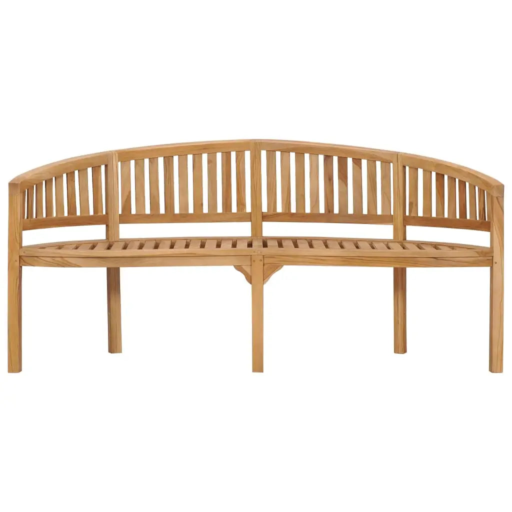 vidaXL Banana Bench Outdoor Patio Banana Bench with Armrest Solid Wood Teak - Outdoor Bench