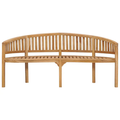 vidaXL Banana Bench Outdoor Patio Banana Bench with Armrest Solid Wood Teak - Outdoor Bench