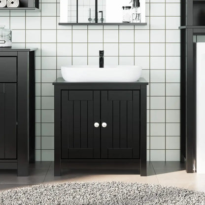 vidaXL Bathroom Sink Cabinet Vanity Cabinet Cupboard BERG Solid Wood Pine - Black / 1 piece - Furniture > Furniture
