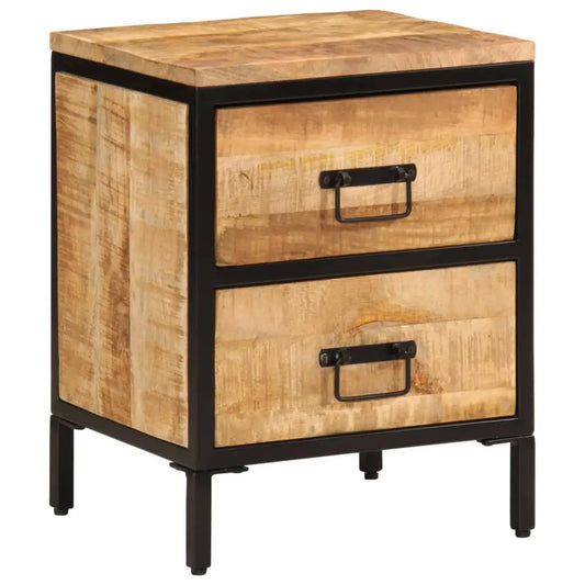vidaXL Bed Cabinet with 2 Drawers 15.7’’x13.8’’x20.9’’ Solid Rough Wood Mango - Nightstand