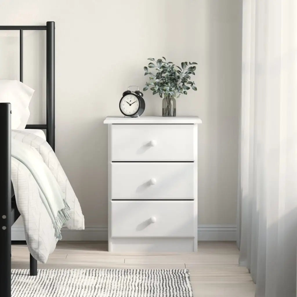 vidaXL Bedside Cabinet ALTA White 16.1’’x13.8’’x21.7’’ Solid Wood Pine - Nightstand