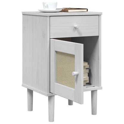 vidaXL Bedside Cabinet Furniture for Bedroom SENJA Rattan Look Solid Wood Pine - Nightstand