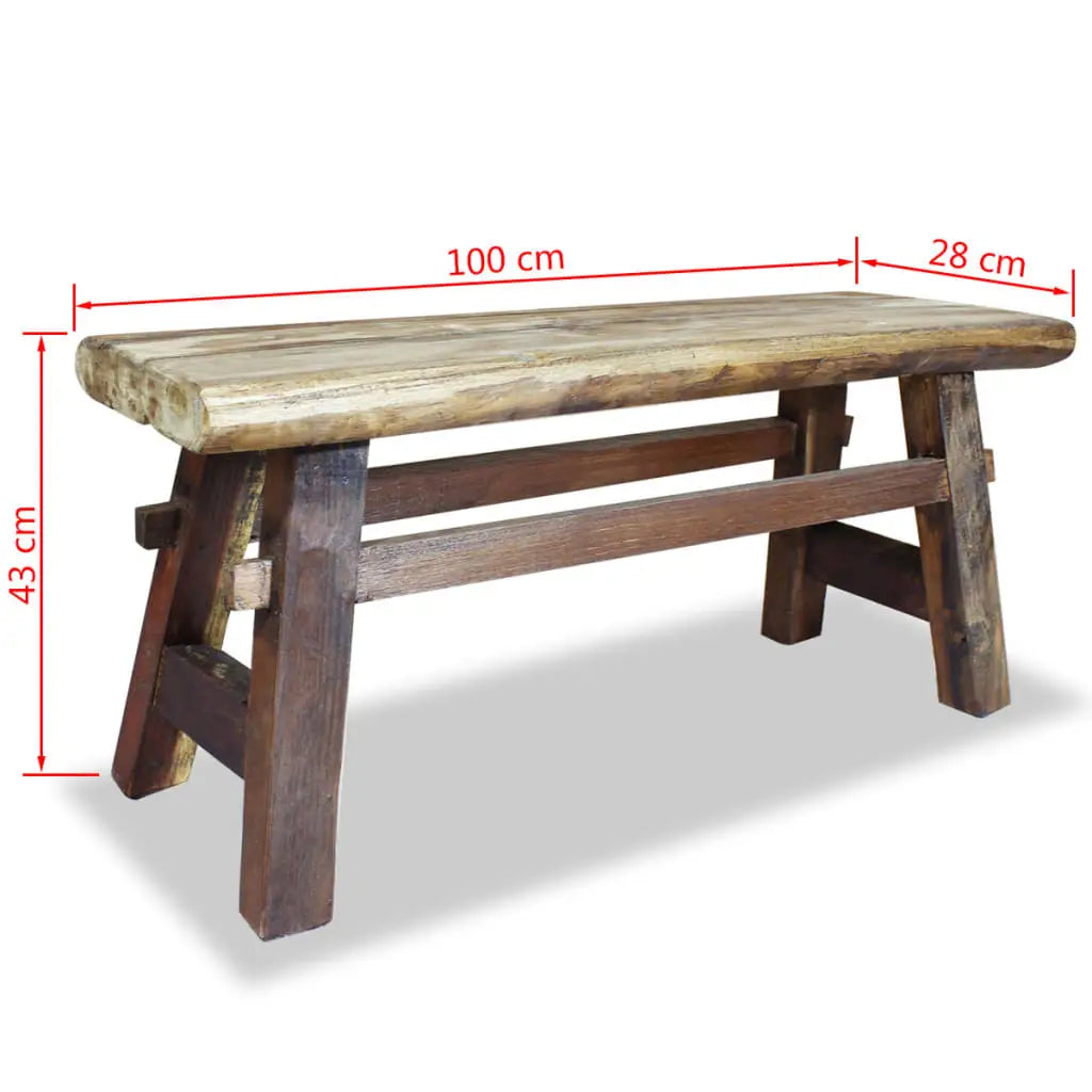 vidaXL Bench Solid Reclaimed Wood 39.4’’x11’’x16.9’’ - Furniture > Benches > Storage & Entryway Benches