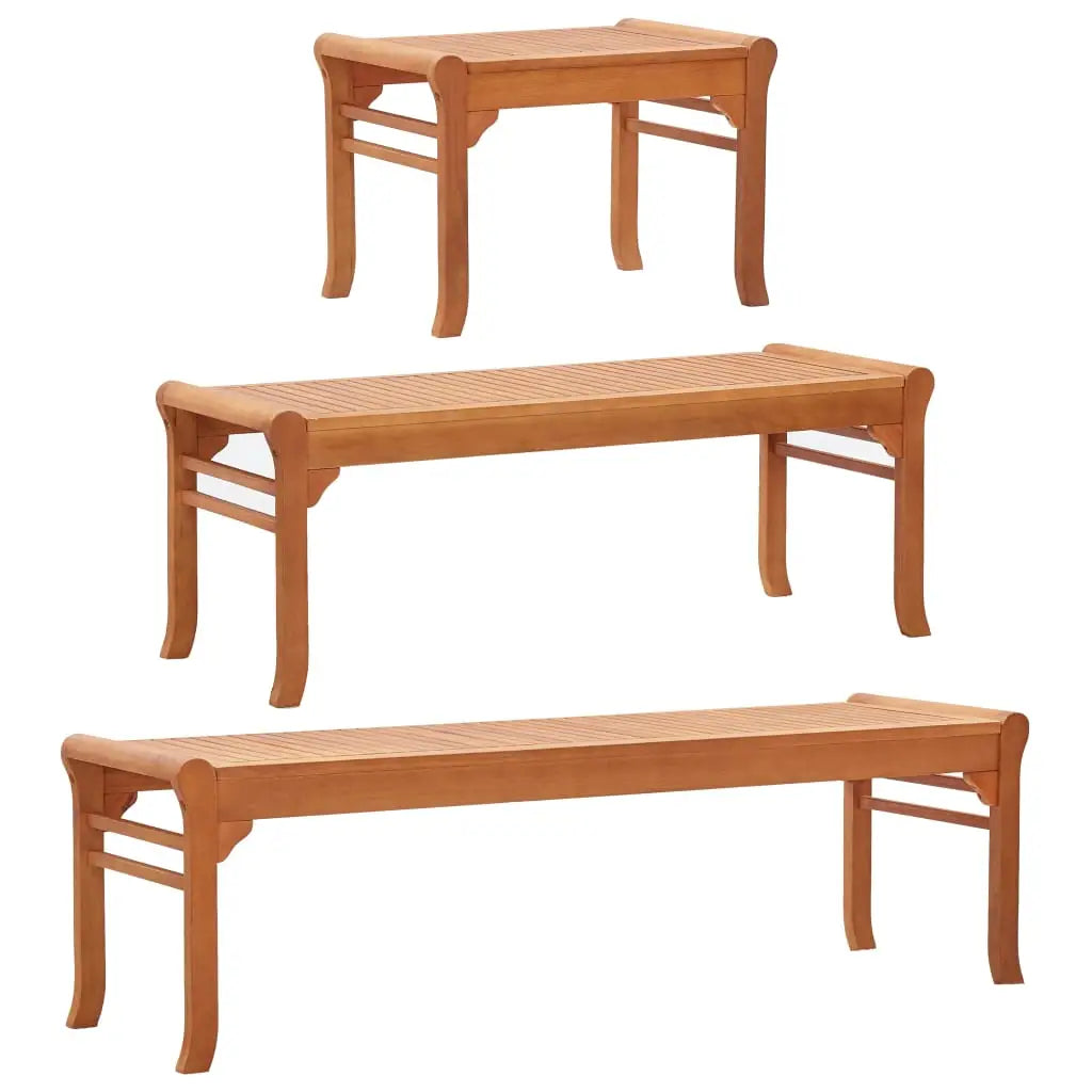 vidaXL Bench Weather Resistant Wooden Outdoor Bench Solid Wood Eucalyptus - 1 pcs/ 59.1’’ x 17.3’’ x 17.7’’ piece