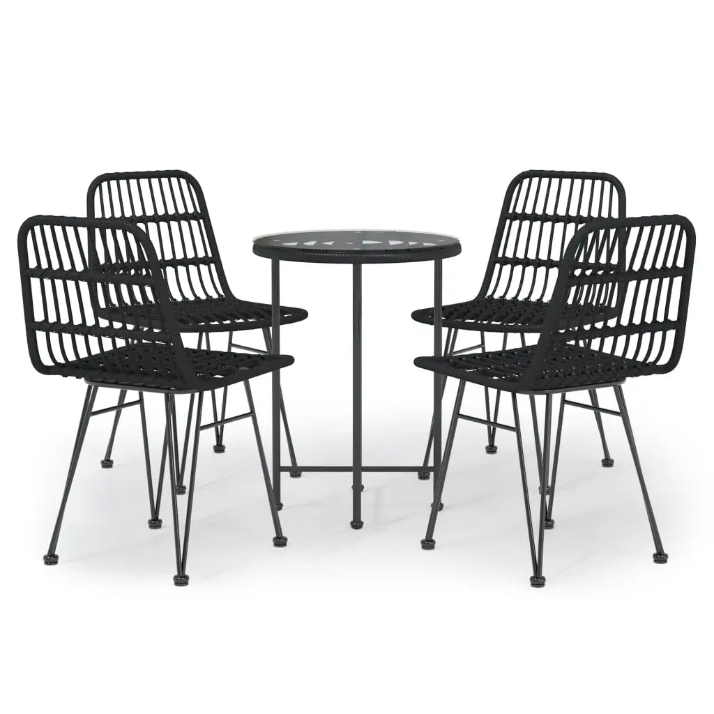 vidaXL Bistro Set Outdoor Patio Balcony Table and Chairs Rattan Look 5 Piece - Outdoor Furniture Set