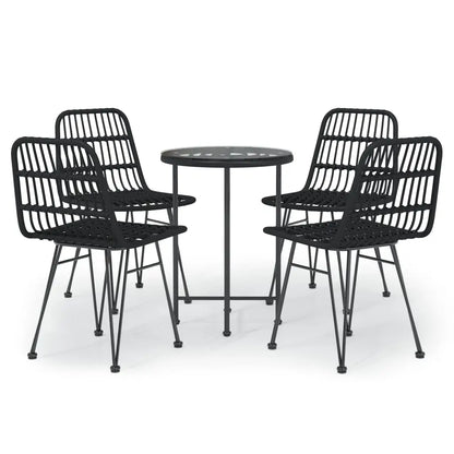 vidaXL Bistro Set Outdoor Patio Balcony Table and Chairs Rattan Look 5 Piece - Outdoor Furniture Set