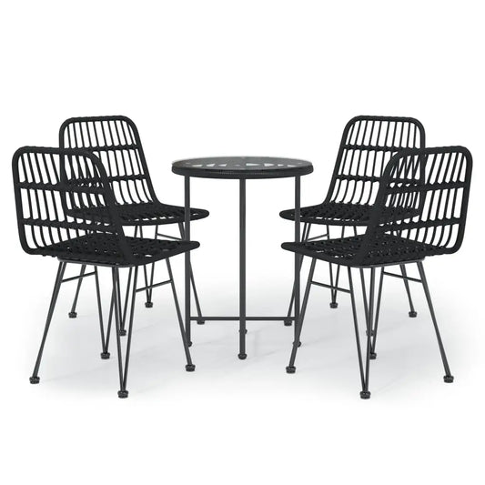 vidaXL Bistro Set Outdoor Patio Balcony Table and Chairs Rattan Look 5 Piece - Outdoor Furniture Set