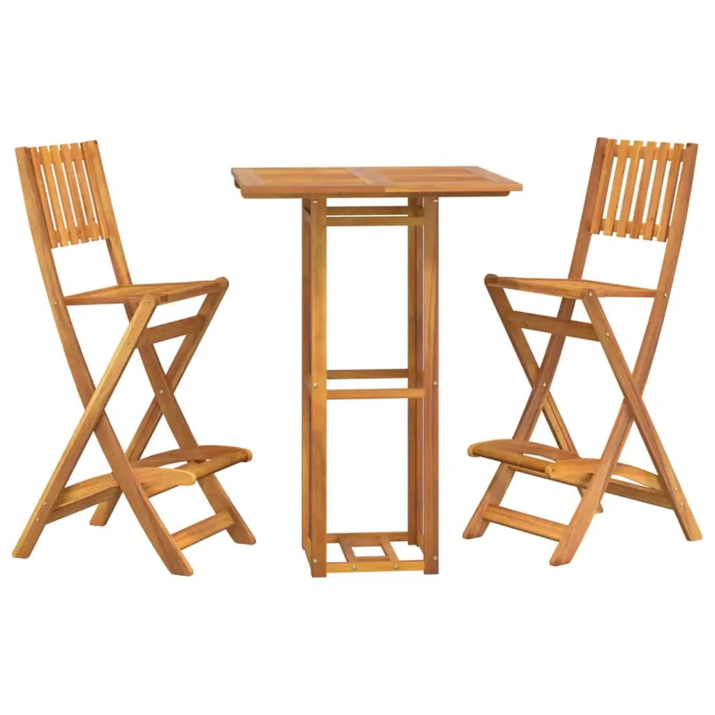 vidaXL Bistro Set Outdoor Patio Bistro Table and Chair Set Solid Wood Acacia - Outdoor Furniture Set