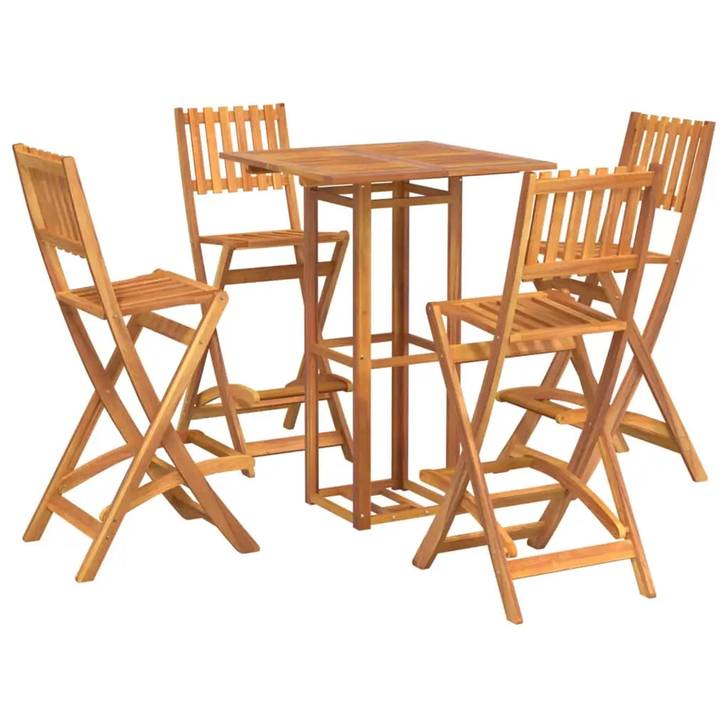 vidaXL Bistro Set Outdoor Patio Bistro Table and Chair Set Solid Wood Acacia - Outdoor Furniture Set