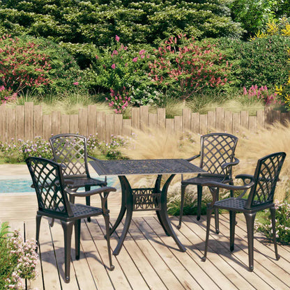 vidaXL Bistro Set Patio Table and Chair Bistro Table Outdoor Cast Aluminum - Black / 5 piece - Bistro Set