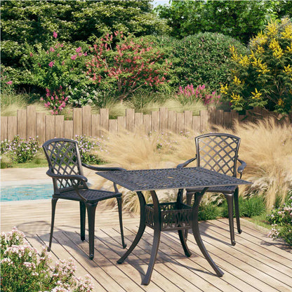 vidaXL Bistro Set Patio Table and Chair Bistro Table Outdoor Cast Aluminum - Black / 3 piece - Bistro Set