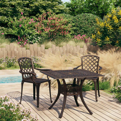 vidaXL Bistro Set Patio Table and Chair Bistro Table Outdoor Cast Aluminum - Bronze / 3 piece - Bistro Set