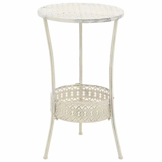 vidaXL Bistro Table Vintage Style Round Metal 15.7’’x27.5’’ White - Furniture > Tables > Kitchen & Dining Room Tables
