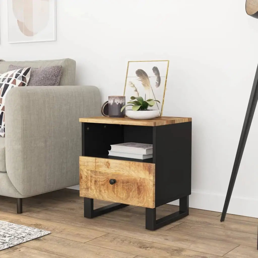 vidaXL Cabinet Storage Accent Nightstand End Table for Bedroom Solid Wood - Light wood / 1 pcs - Nightstand