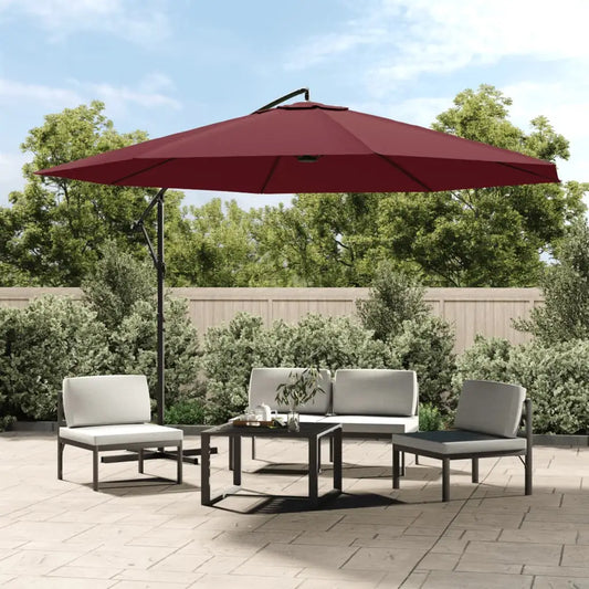 vidaXL Cantilever Umbrella Tilting Parasol Outdoor Umbrella Patio Sunshade - Bordeaux red - Umbrella