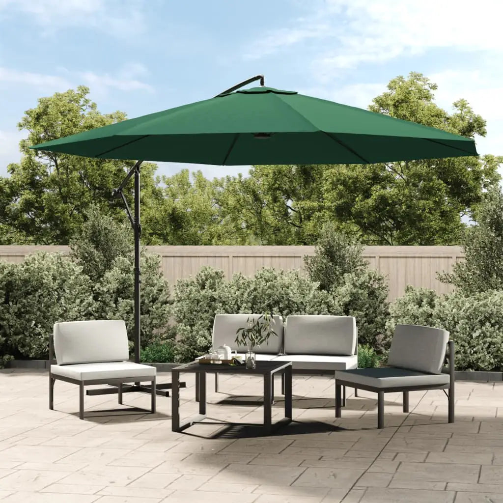 vidaXL Cantilever Umbrella Tilting Parasol Outdoor Umbrella Patio Sunshade - Green - Umbrella