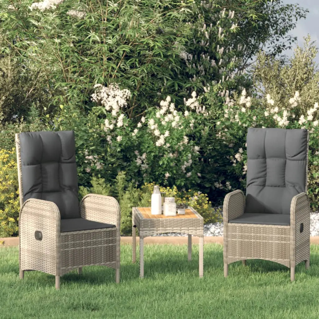 vidaXL Chair 2 Pcs Reclining Patio Dining Chair with Cushions Poly Rattan - Outdoor Chairs