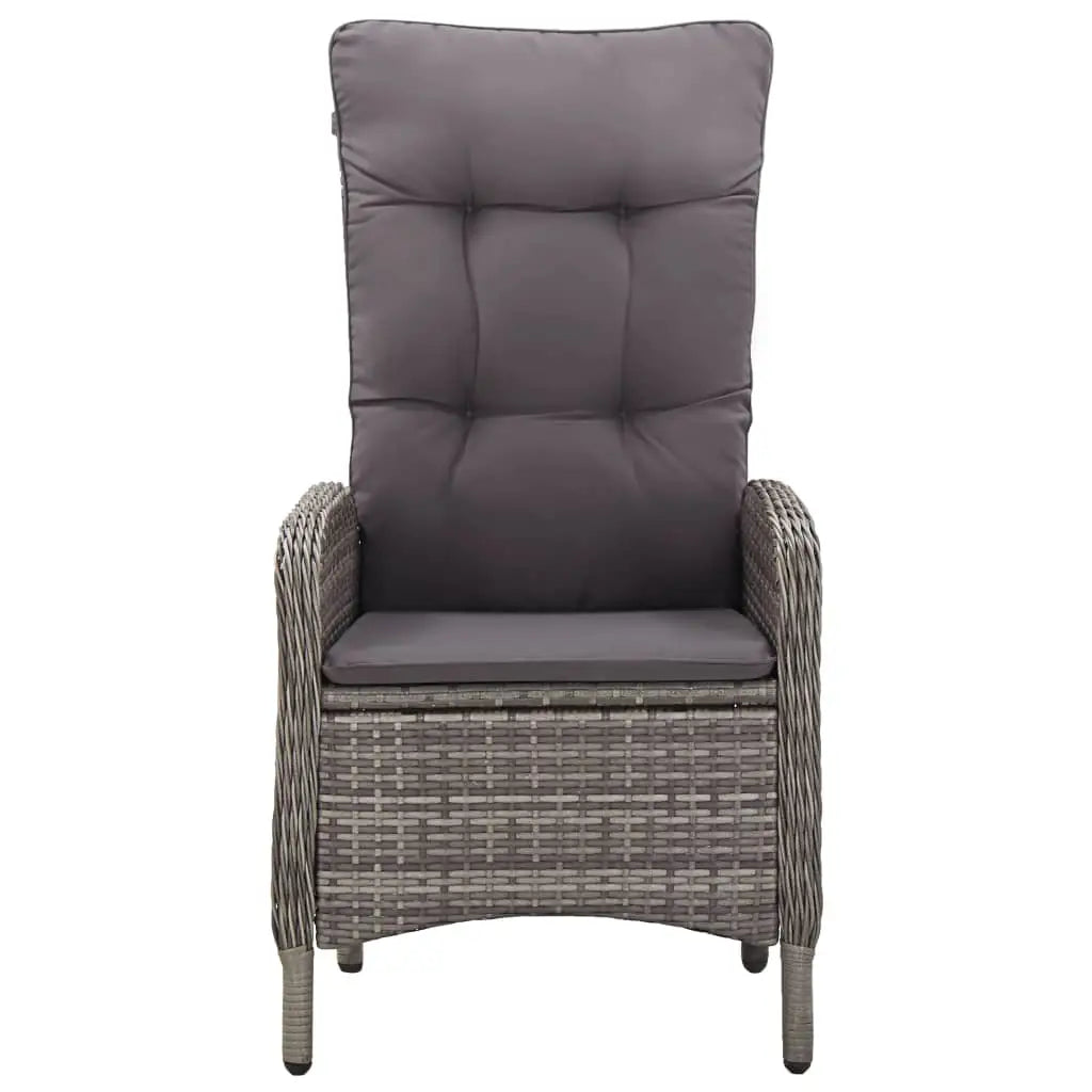 vidaXL Chair 2 Pcs Reclining Patio Dining Chair with Cushions Poly Rattan - Outdoor Chairs