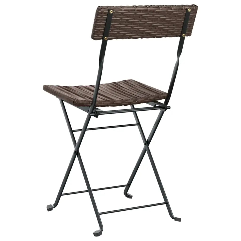 vidaXL Chair Outdoor Bistro Accent Folding Side Chair Poly Rattan and Steel - Outdoor Chair