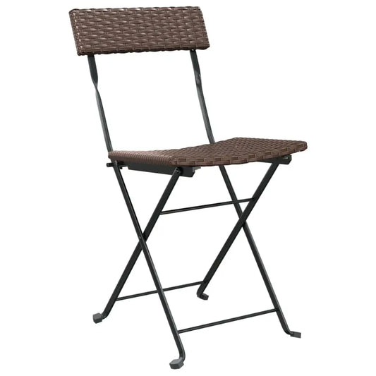 vidaXL Chair Outdoor Bistro Accent Folding Side Chair Poly Rattan and Steel - Outdoor Chair
