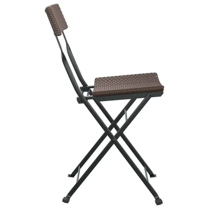 vidaXL Chair Outdoor Bistro Accent Folding Side Chair Poly Rattan and Steel - Outdoor Chair