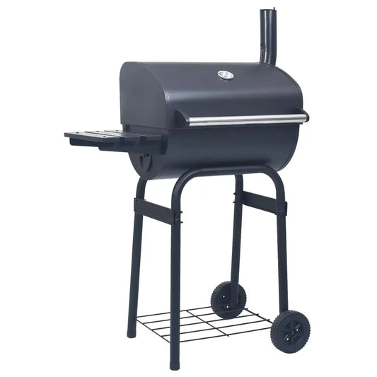 vidaXL Charcoal BBQ Grill Smoker with Bottom Shelf Black - Grill