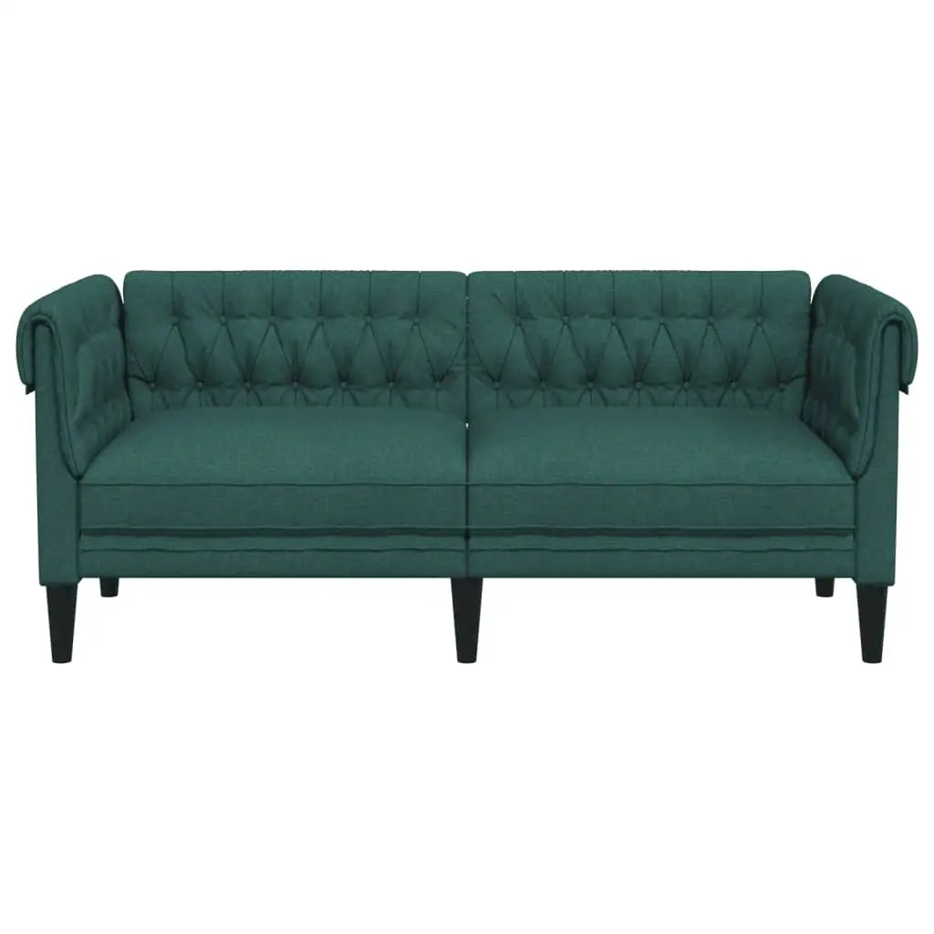 vidaXL Chesterfield Sofa 2-Seater Dark Green Fabric - Furniture > Sofas