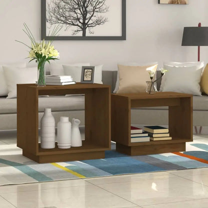 vidaXL Coffee Tables 2 Pcs End Nesting Table for Living Room Solid Wood Pine - Honey brown - Furniture > Tables >