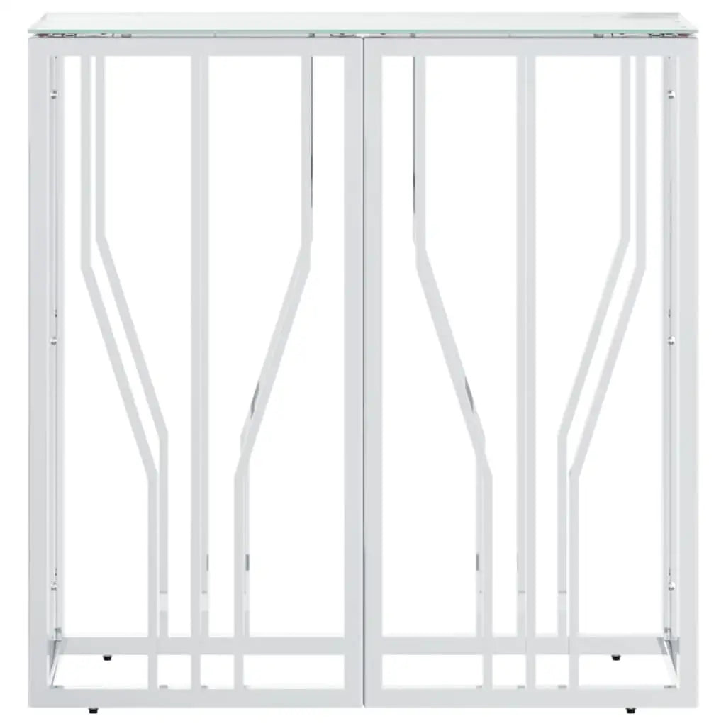 vidaXL Console Table 27.6’’x11.8’’x27.6’’ Stainless Steel and Glass - Furniture > Tables > Accent Tables > End Tables
