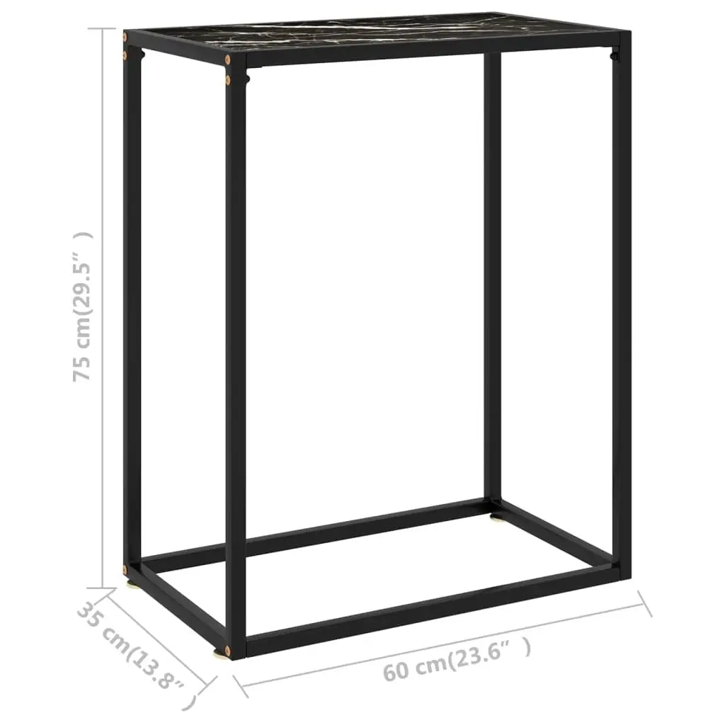 vidaXL Console Table Black 23.6’’x13.8’’x29.5’’ Tempered Glass - Furniture > Tables > Accent Tables > End Tables