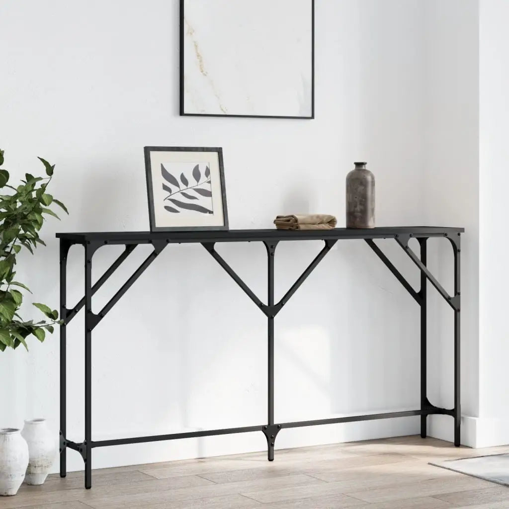 vidaXL Console Table Storage Side Sofa Desk for Living Room Engineered Wood - Black / 55.1’’ x 9.1’’ x 29.5’’/ 1 pcs