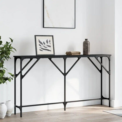 vidaXL Console Table Storage Side Sofa Desk for Living Room Engineered Wood - Black / 55.1’’ x 9.1’’ x 29.5’’/ 1 pcs