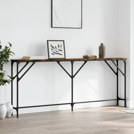 vidaXL Console Table Storage Side Sofa Desk for Living Room Engineered Wood - Smoked oak / 70.9’’ x 9.1’’ x 29.5’’/ 1