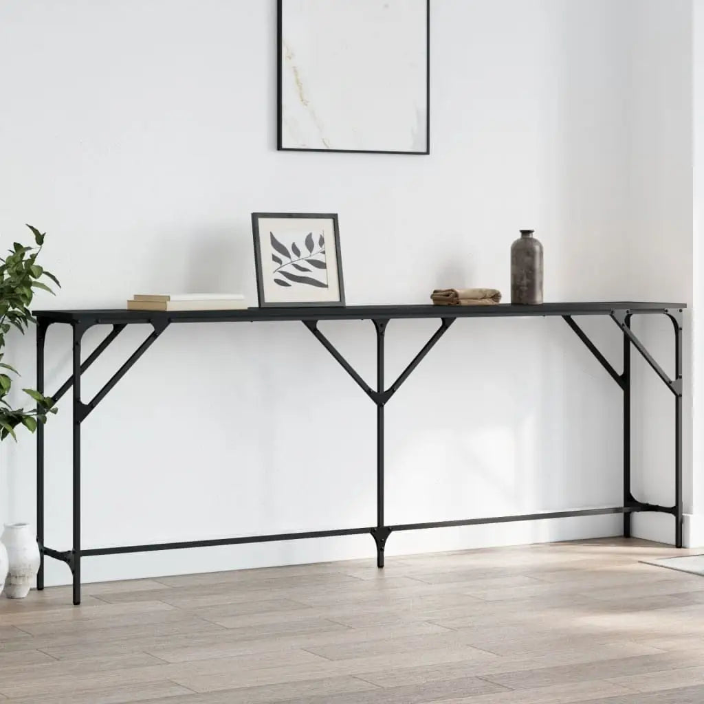 vidaXL Console Table Storage Side Sofa Desk for Living Room Engineered Wood - Black / 78.7’’ x 11.4’’ x 29.5’’/ 1 pcs