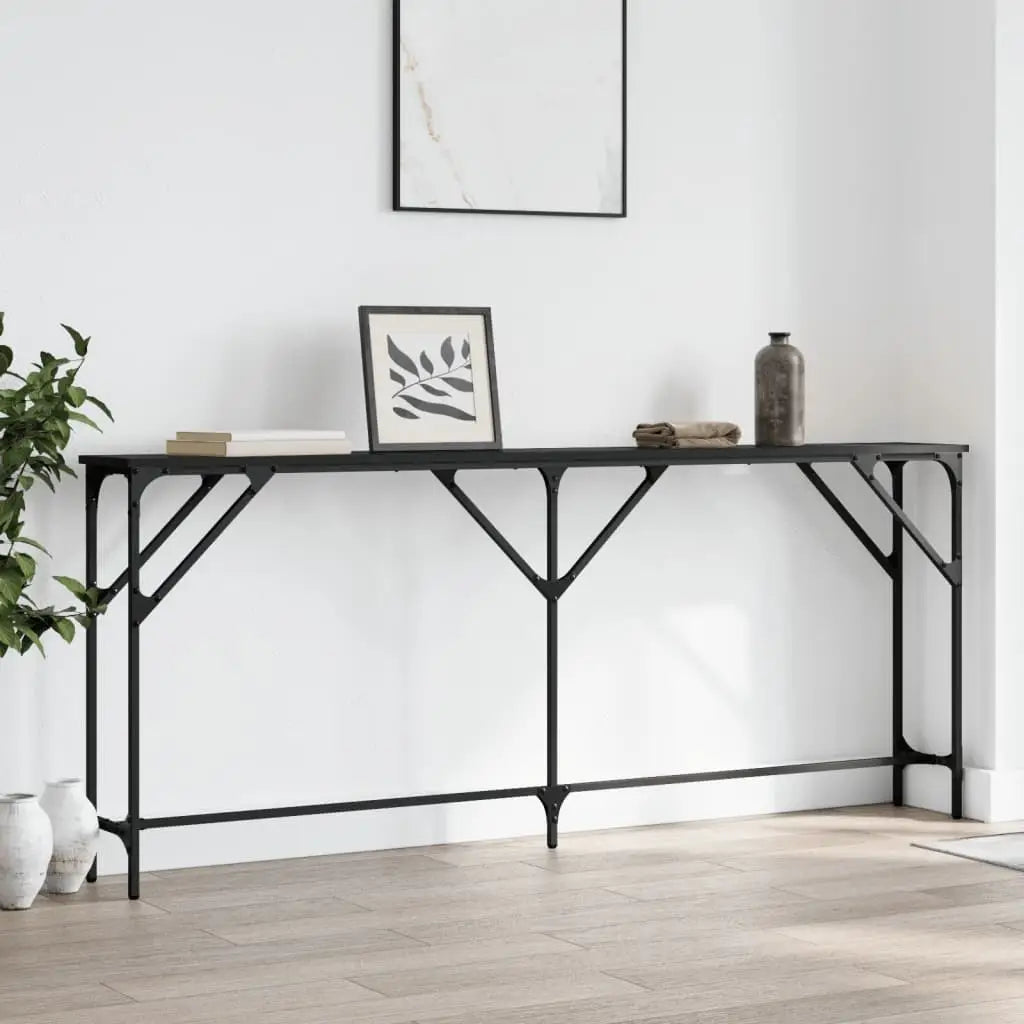 vidaXL Console Table Storage Side Sofa Desk for Living Room Engineered Wood - Black / 70.9’’ x 9.1’’ x 29.5’’/ 1 pcs