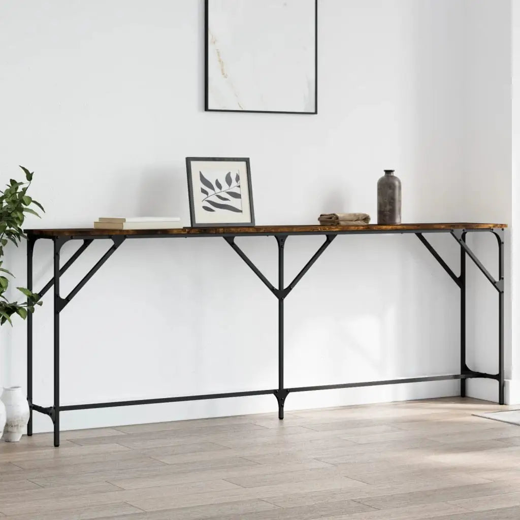 vidaXL Console Table Storage Side Sofa Desk for Living Room Engineered Wood - Smoked oak / 78.7’’ x 11.4’’ x 29.5’’/ 1