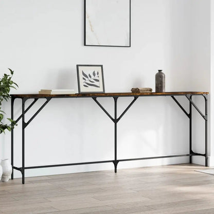 vidaXL Console Table Storage Side Sofa Desk for Living Room Engineered Wood - Smoked oak / 78.7’’ x 11.4’’ x 29.5’’/ 1