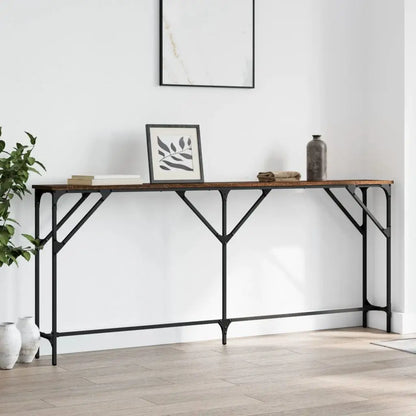 vidaXL Console Table Storage Side Sofa Desk for Living Room Engineered Wood - Brown oak / 70.9’’ x 9.1’’ x 29.5’’/ 1