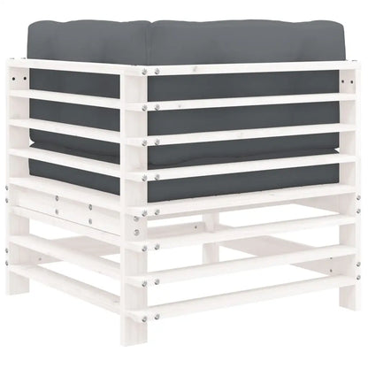 vidaXL Corner Sofa with Cushions White Solid Wood Pine - Sectional Sofa