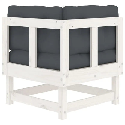 vidaXL Corner Sofa with Cushions White Solid Wood Pine - Sectional Sofa