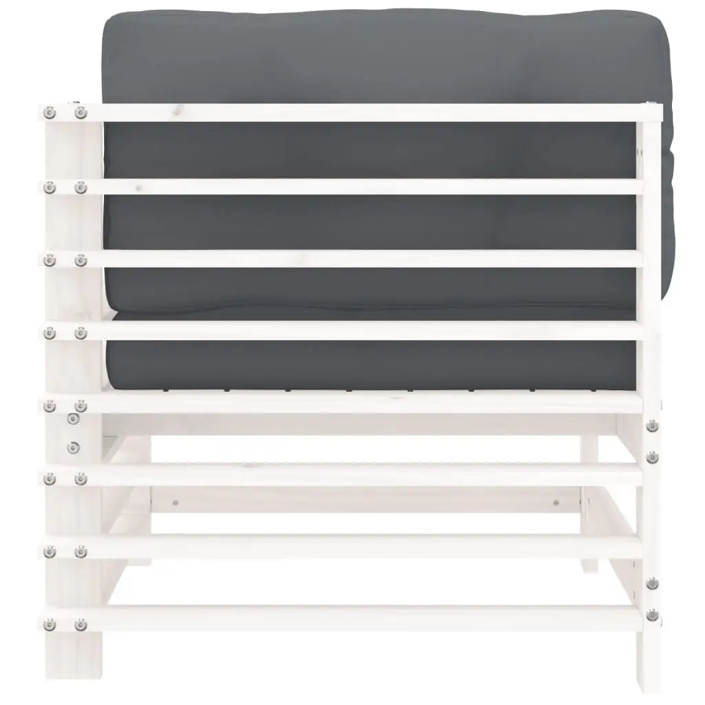 vidaXL Corner Sofa with Cushions White Solid Wood Pine - Sectional Sofa