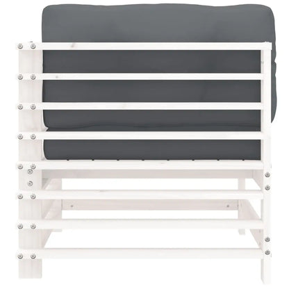 vidaXL Corner Sofa with Cushions White Solid Wood Pine - Sectional Sofa