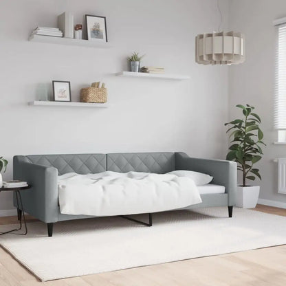 vidaXL Day Bed Light Gray 39.4’’x74.8’’ Twin Fabric - Furniture > Beds & Accessories > Beds & Bed Frames
