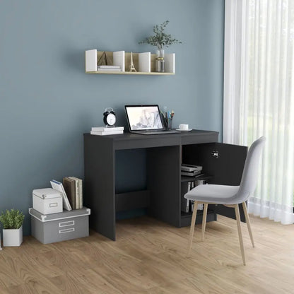vidaXL Desk Computer Desk Office Desk Workstation with Shelves Engineered Wood - Gray - Furniture > Office Furniture >
