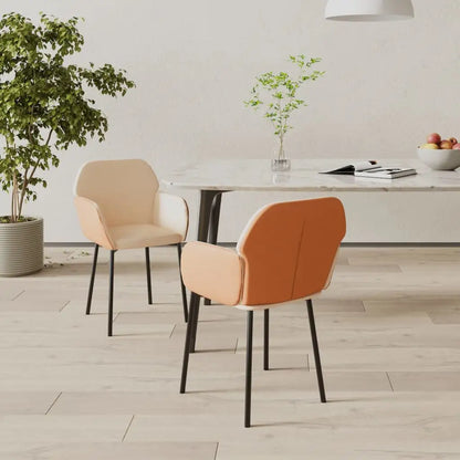 vidaXL Dining Chairs 2 Pcs Accent Upholstered Chair Fabric and Faux Leather - Cream - Furniture > Chairs > Kitchen &