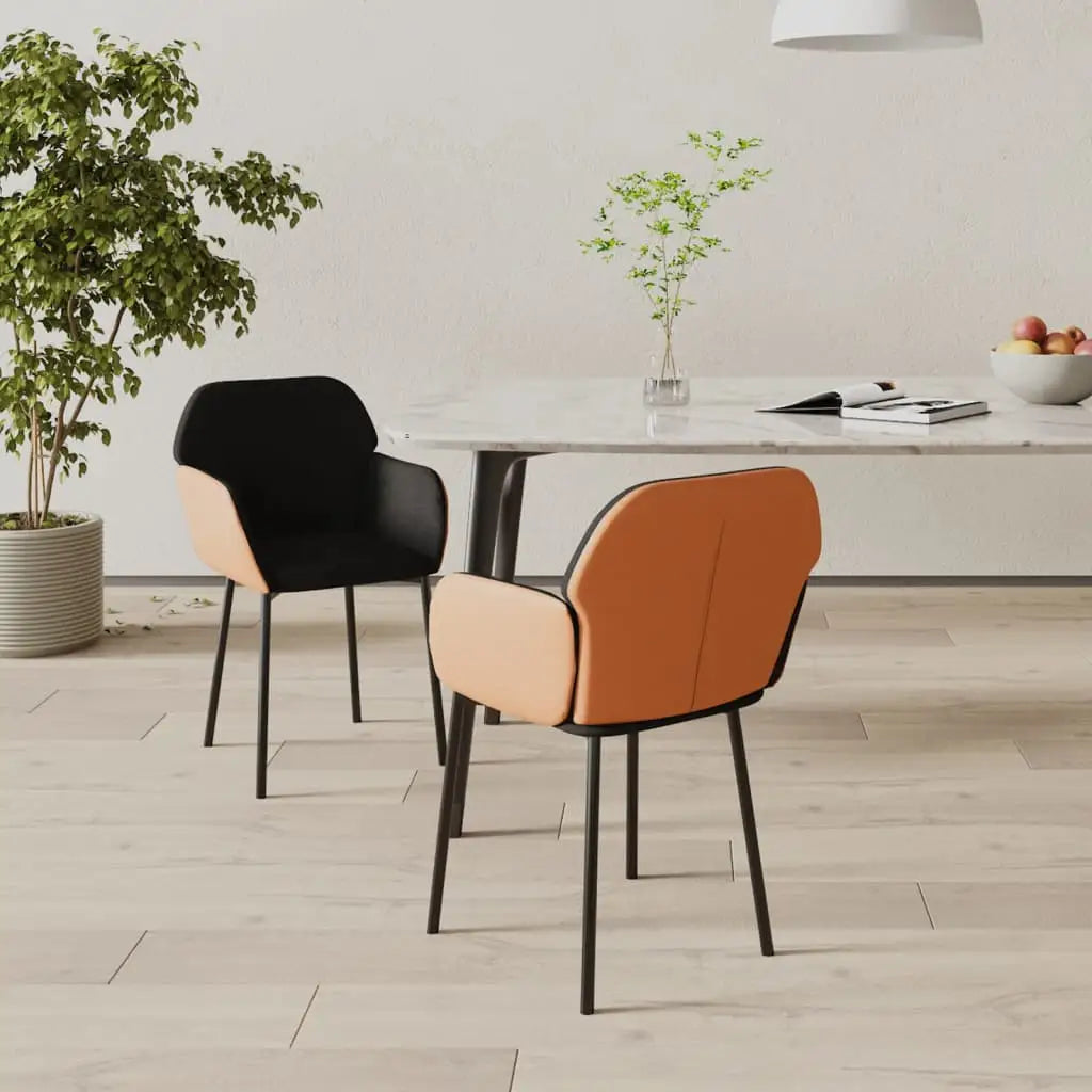vidaXL Dining Chairs 2 Pcs Accent Upholstered Chair Fabric and Faux Leather - Black - Furniture > Chairs > Kitchen &